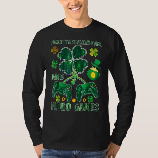Shenanigans St Patrick Day Gamになりやすいビデオゲーム Tシャツ (正面)