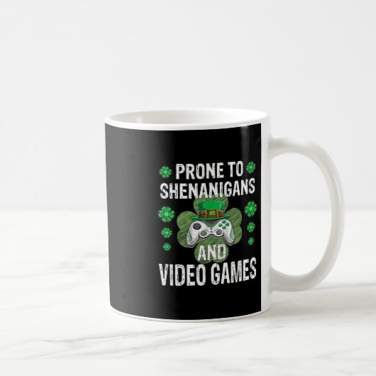 Shenanigans Video Games Funny Gamer St Patricks Da コーヒーマグカップ (右)