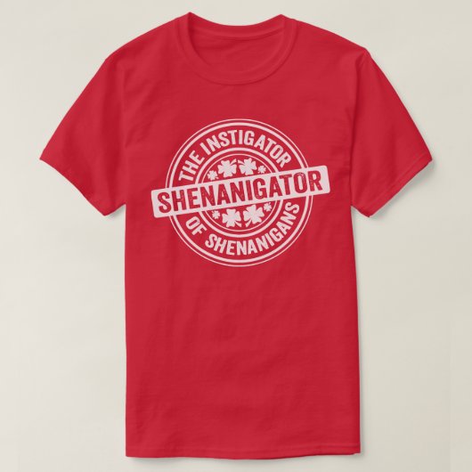 Shenanigatorホワイト Tシャツ (デザイン正面)