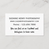 SHenryの生まれたばかりの写真 名刺 (裏面)