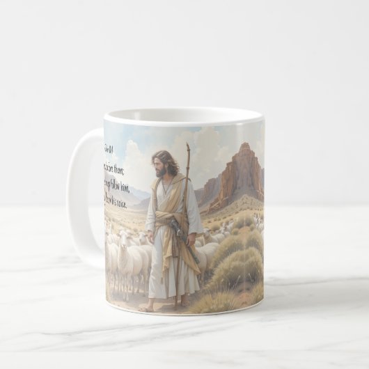 Shepherd goes before them Bible Scripture コーヒーマグカップ (正面左)
