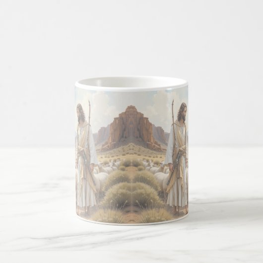 Shepherd goes before them Bible Scripture コーヒーマグカップ (中央)