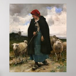 "Shepherdess "の~Borderのコリーポスター ポスター