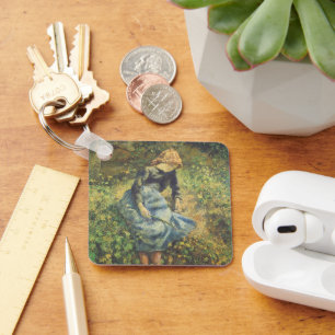 Shepherdess by Camille Pissarro, Vintage Fine Art キーホルダー