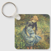 Shepherdess by Camille Pissarro, Vintage Fine Art キーホルダー (正面)