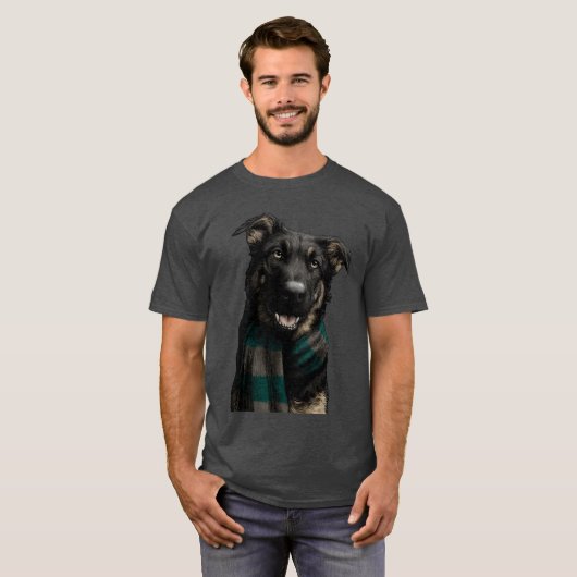 Sheprador wearing a scarf tシャツ (正面フル)