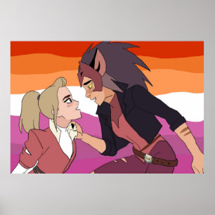 SheRa AdoraとCatraデジタルトレーススケッチ ポスター