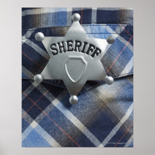 Sheriff Badge onウエスタンシャツ ポスター
