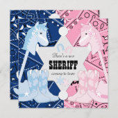 Sheriff Cowboy Gender Revealパーティー 招待状 (正面/裏面)