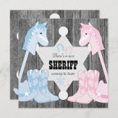 Sheriff Cowboy Gender Reveal 招待状 (正面/裏面)