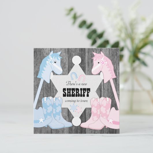 Sheriff Cowboy Gender Reveal 招待状 (スタンド正面)