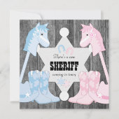 Sheriff Cowboy Gender Reveal 招待状 (正面)