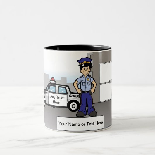 Sheriff Deputy - Male Cartoon by PrintedComplement ツートーンマグカップ (中央)