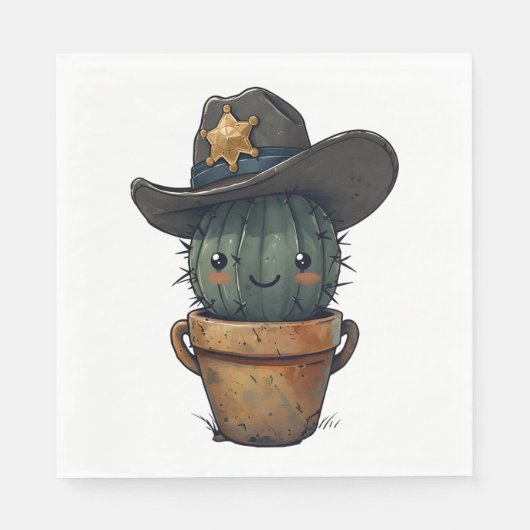 Sheriff Spike-Cactus Character スタンダードランチョンナプキン (正面)
