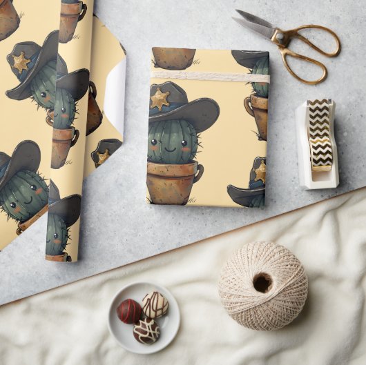 Sheriff Spike-Cactus Character ラッピングペーパー (クラフト)