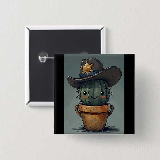 Sheriff Spike-Cactus Character with Background 缶バッジ (正面&裏面)