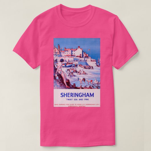 Sheringham vintage travel poster tシャツ (デザイン正面)