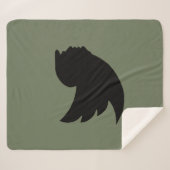 SHERPA毛布 – T鳥デザイン – 緑/黒 シェルパブランケット (正面(横))