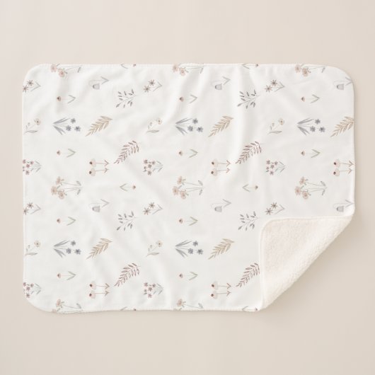 Sherpa Blanket (Small) - Floral Pattern シェルパブランケット (正面(横))