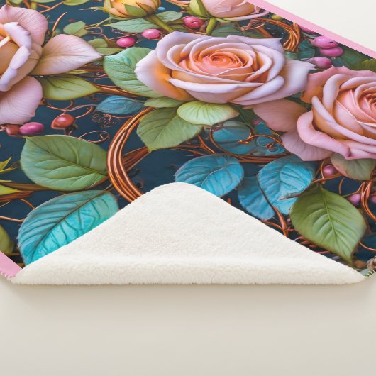 Sherpa Blanket (Vintage Roses) シェルパブランケット (3/4)