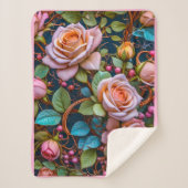 Sherpa Blanket (Vintage Roses) シェルパブランケット (正面)