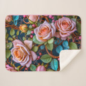 Sherpa Blanket (Vintage Roses) シェルパブランケット (正面(横))