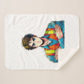 Sherpa-Fleecedecke mit Manga-Sicherheitsfachmann シェルパブランケット (正面(横))