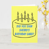 Sherriのバースデー・カードに署名しました カード (黄色い花)