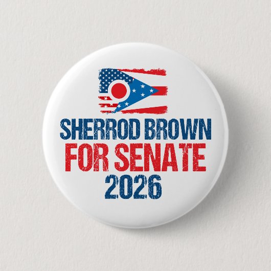 Sherrod Brown for Senate 2026 Election Ohio Flag 缶バッジ (正面)