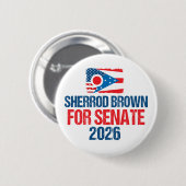 Sherrod Brown for Senate 2026 Election Ohio Flag 缶バッジ (正面&裏面)