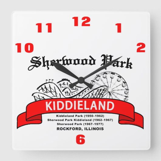 Sherwood Park Kiddieland, Rockford, IL.娯楽 スクエア壁時計 (正面)