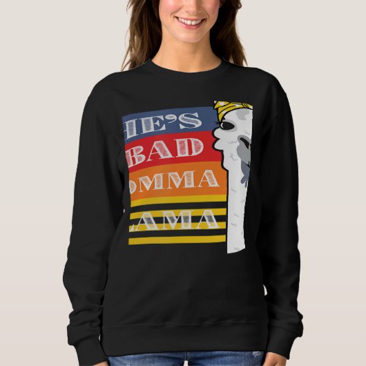 She's a Bad Momma Llama For Women  Animal  Retro 2 スウェットシャツ (正面)