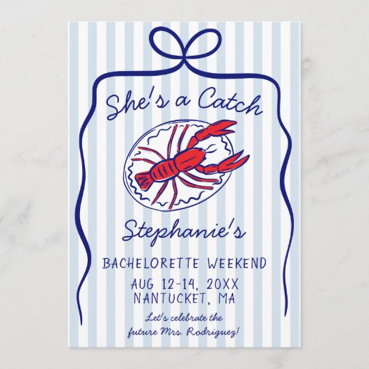 She's A Catch 3 Day Itinerary Bachelorette Party 招待状 (正面)