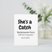 She's a catch bachelorette party name date simple  ポストカード (スタンド正面)
