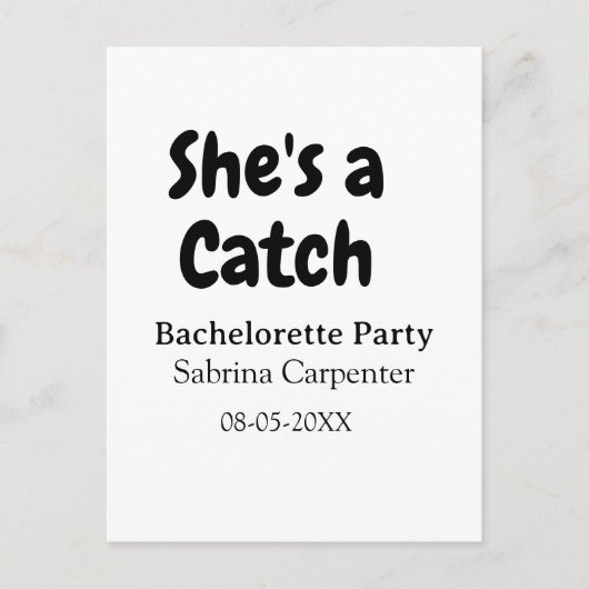 She's a catch bachelorette party name date simple  ポストカード (正面)