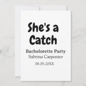 She's a catch bachelorette party name date simple  招待状 (裏面)