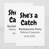 She's a catch bachelorette party name date simple  招待状 (正面/裏面)