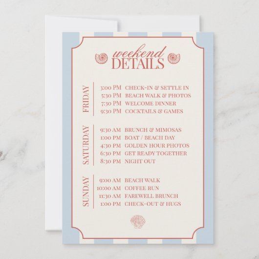 She's A Catch Bachelorette Weekend Itinerary and 招待状 (裏面)