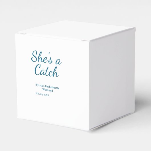 She's a catch bachelorette weekend name blue date  フェイバーボックス (正面サイド)