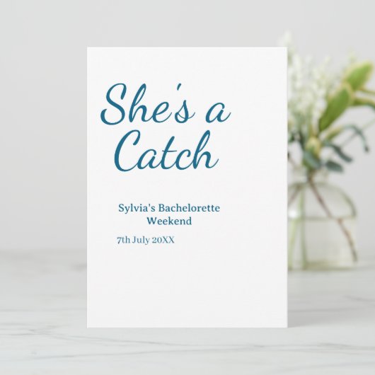 She's a catch bachelorette weekend name blue date  招待状 (スタンド正面)