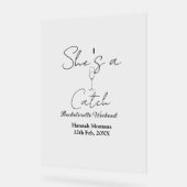 She's a catch champagne bottle bachelorette weeken アクリルサイン (傾斜)