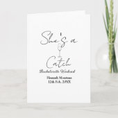 She's a catch champagne bottle bachelorette weeken カード (正面)