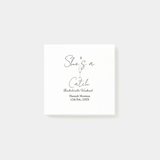 She's a catch champagne bottle bachelorette weeken ポストイット (正面)