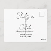 She's a catch champagne bottle bachelorette weeken ポストカード (裏面)