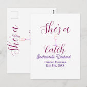 She's a catch champagne bottle bachelorette weeken ポストカード (正面/裏面)