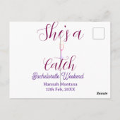 She's a catch champagne bottle bachelorette weeken ポストカード (裏面)