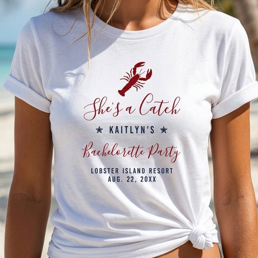 She's A Catch Coastal Bachelorette Party Tシャツ