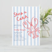 She's A Catch Coastal Bridal Shower 招待状 (スタンド正面)