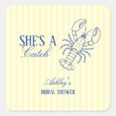 She's A Catch Coastal Bridal Shower Favor スクエアシール (正面)