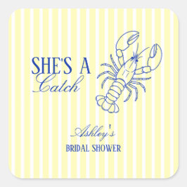 She's A Catch Coastal Bridal Shower Favor スクエアシール